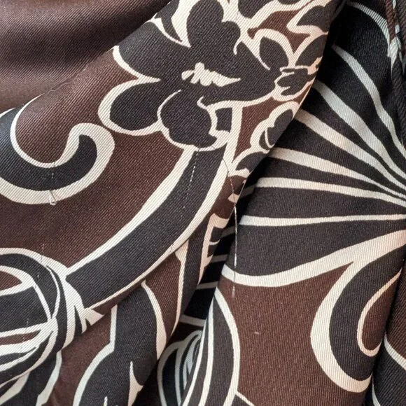 Zara Satin Brown Black Floral Wrap Midi Shirt Dress 9445/853 - Picture 5 of 5